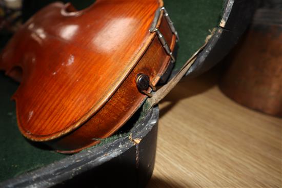 A cased double back violin, John Lamb 1917